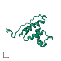PDB entry 2rpi coloured by chain, ensemble of 10 models, front view.