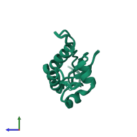 PDB entry 2rpi coloured by chain, ensemble of 10 models, side view.