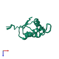 PDB entry 2rpi coloured by chain, ensemble of 10 models, top view.