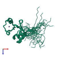 PDB entry 2rpp coloured by chain, ensemble of 20 models, top view.