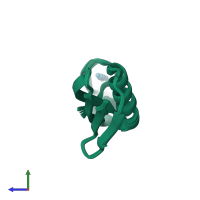 PDB entry 2rpv coloured by chain, ensemble of 20 models, side view.