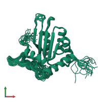 PDB entry 2rpz coloured by chain, ensemble of 20 models, front view.