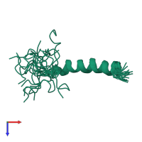 PDB entry 2rq2 coloured by chain, ensemble of 20 models, top view.