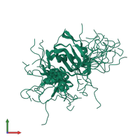 PDB entry 2rq4 coloured by chain, ensemble of 20 models, front view.