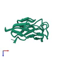 PDB entry 2rqe coloured by chain, ensemble of 20 models, top view.