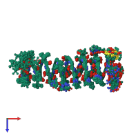 PDB entry 2rqo coloured by chain, ensemble of 20 models, top view.