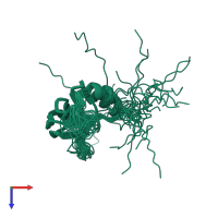 PDB entry 2rqv coloured by chain, ensemble of 20 models, top view.