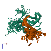 PDB entry 2rra coloured by chain, ensemble of 20 models, top view.