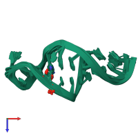 PDB entry 2rrc coloured by chain, ensemble of 11 models, top view.