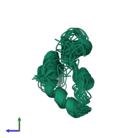 PDB entry 2rrt coloured by chain, ensemble of 20 models, side view.
