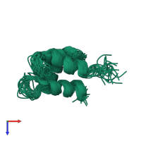 PDB entry 2rrt coloured by chain, ensemble of 20 models, top view.