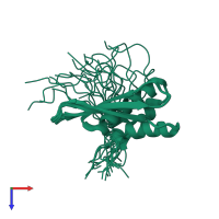 PDB entry 2rs6 coloured by chain, ensemble of 20 models, top view.