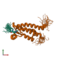 PDB entry 2rs9 coloured by chain, ensemble of 20 models, front view.