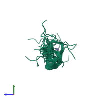 PDB entry 2rsh coloured by chain, ensemble of 20 models, side view.