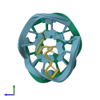 PDB entry 2rsk coloured by chain, ensemble of 10 models, side view.