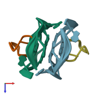 PDB entry 2rsk coloured by chain, ensemble of 10 models, top view.