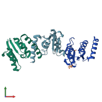 PDB entry 2rsl coloured by chain, front view.