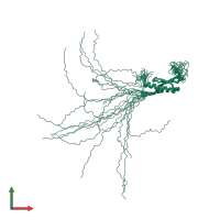 PDB entry 2rsm coloured by chain, ensemble of 20 models, front view.