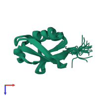 PDB entry 2rsu coloured by chain, ensemble of 20 models, top view.