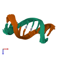 PDB entry 2rt8 coloured by chain, ensemble of 17 models, top view.