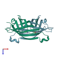 PDB entry 2rtb coloured by chain, top view.
