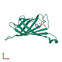 PDB entry 2rtk coloured by chain, front view.