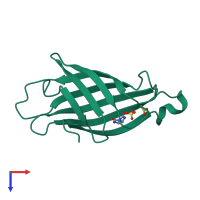 PDB entry 2rtk coloured by chain, top view.