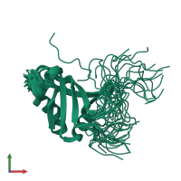 PDB entry 2rug coloured by chain, ensemble of 20 models, front view.