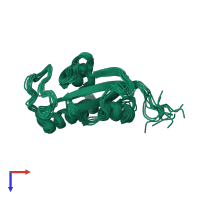 PDB entry 2rur coloured by chain, ensemble of 10 models, top view.