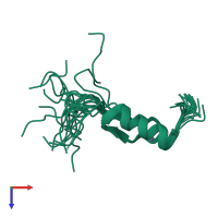 PDB entry 2ruw coloured by chain, ensemble of 20 models, top view.