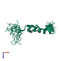 PDB entry 2rux coloured by chain, ensemble of 20 models, top view.