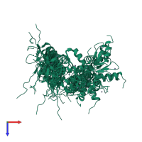 PDB entry 2rv6 coloured by chain, ensemble of 20 models, top view.