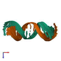 PDB entry 2rvp coloured by chain, ensemble of 10 models, top view.