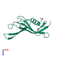 PDB entry 2sak coloured by chain, top view.