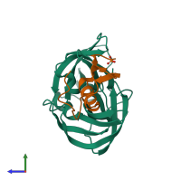 PDB entry 2sgp coloured by chain, side view.