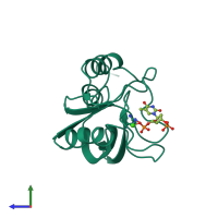 PDB entry 2sns coloured by chain, side view.