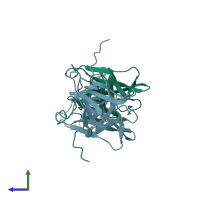 PDB entry 2snw coloured by chain, side view.