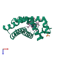PDB entry 2spm coloured by chain, top view.