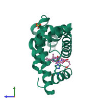 PDB entry 2spo coloured by chain, side view.