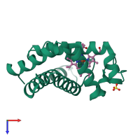 PDB entry 2spo coloured by chain, top view.