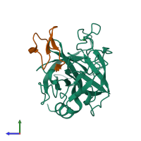 PDB entry 2sta coloured by chain, side view.