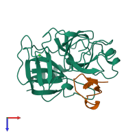 PDB entry 2sta coloured by chain, top view.