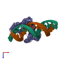 PDB entry 2stt coloured by chain, ensemble of 25 models, top view.