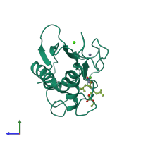 PDB entry 2tcl coloured by chain, side view.