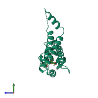 PDB entry 2tct coloured by chain, side view.