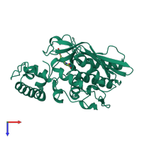 PDB entry 2tdm coloured by chain, top view.