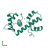 PDB entry 2tdx coloured by chain, front view.