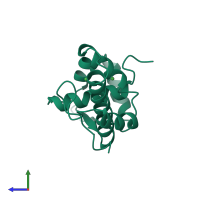 PDB entry 2tdx coloured by chain, side view.
