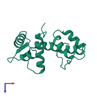 PDB entry 2tdx coloured by chain, top view.