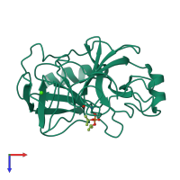 PDB entry 2tgd coloured by chain, top view.